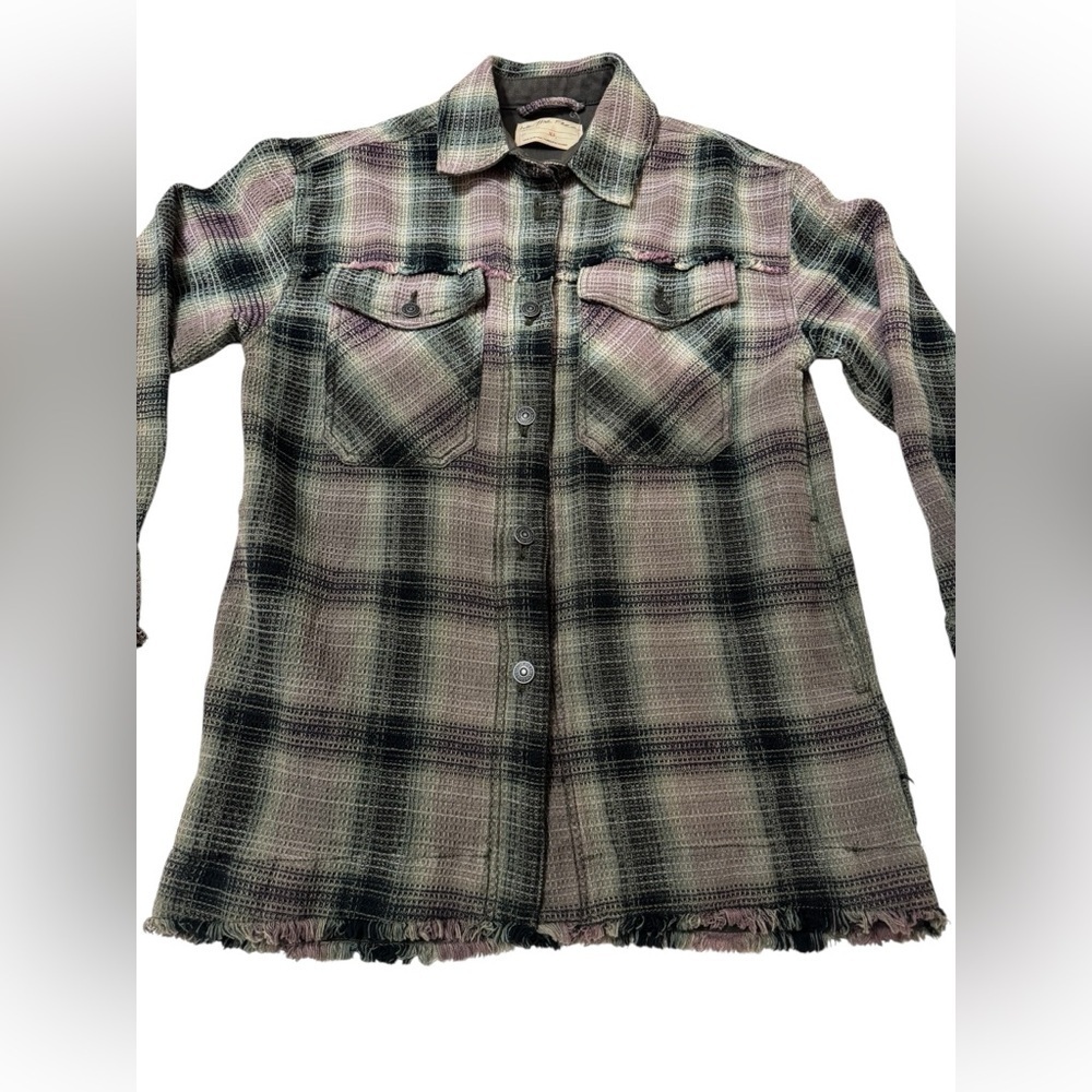 Free People we The Free Anneil Plaid Shirt Jacket Sz XS - Picture 4 of 13